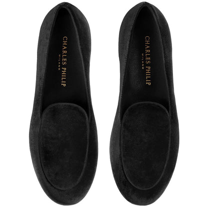 Charles Philip Black Velvet Loafer