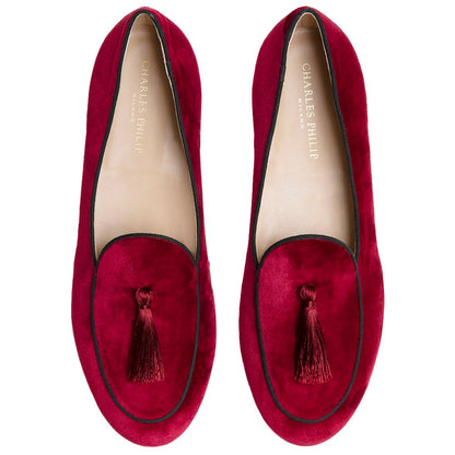 Charles Philip Red Velvet Loafer