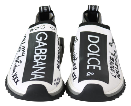 Dolce & Gabbana White Black Slip On Sorrento Sneakers