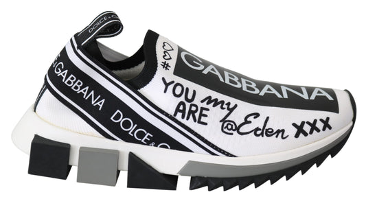 Dolce & Gabbana White Black Slip On Sorrento Sneakers