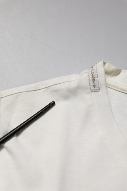 Dolce & Gabbana White Cotton Logo Bandana Print T-shirt