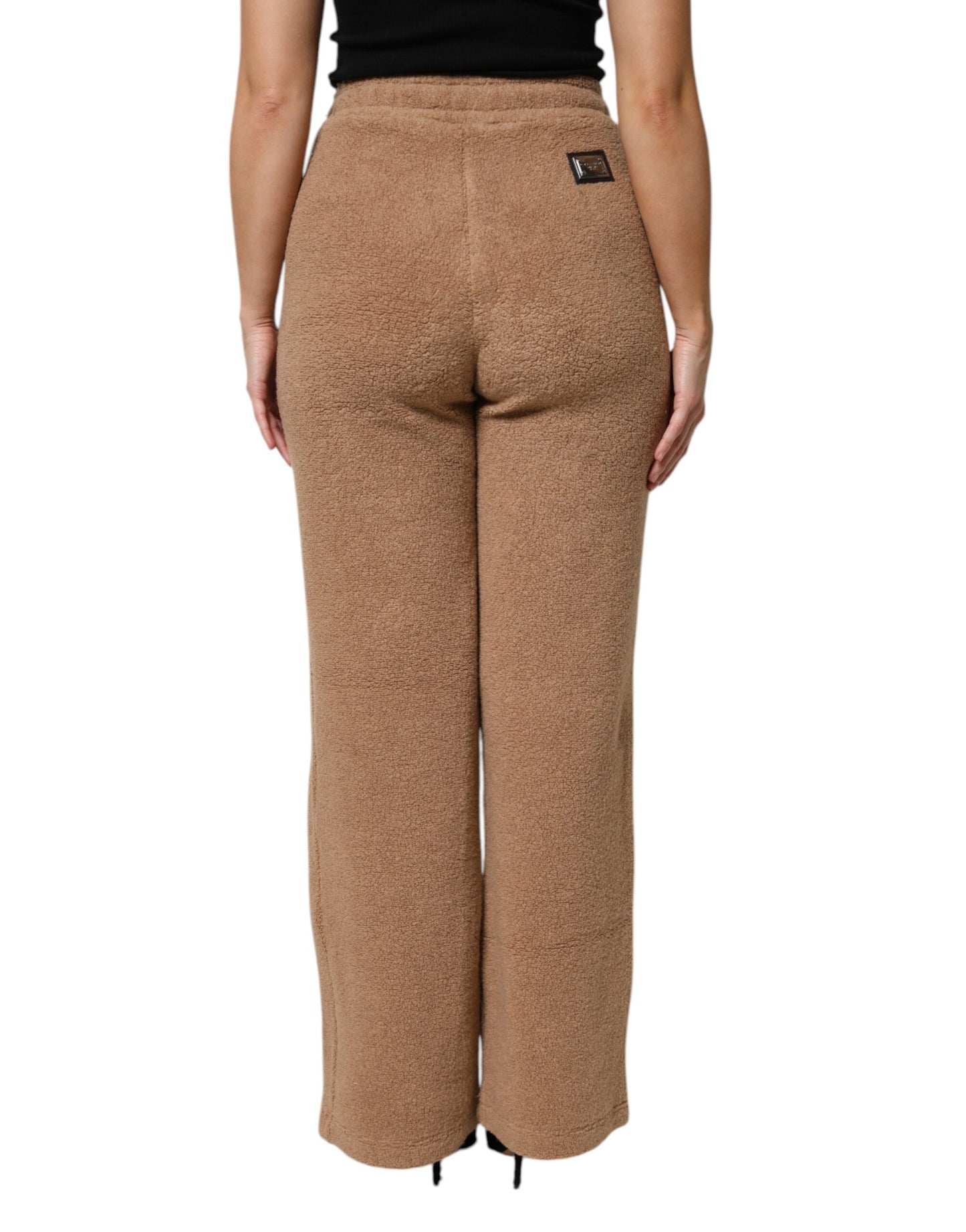 Dolce & Gabbana Brown Logo Plaque Sweatpants Straight Pants
