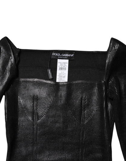 Dolce & Gabbana Black Viscose Long Sleeves Fitted Blouse Top
