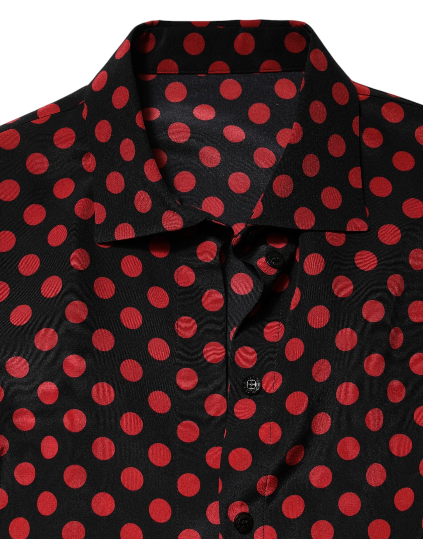 Dolce & Gabbana Black Red Polka Dot Silk Long Sleeves Top
