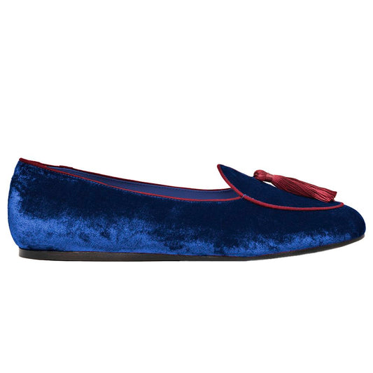 Charles Philip Blue Velvet Flat Shoe