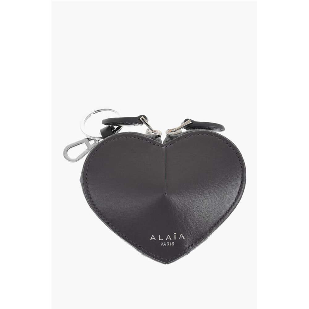 Alaïa Leather HEART Zipped Wallet with Carabiner