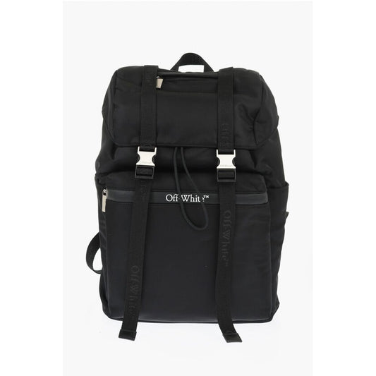 Off-White Solid Color Nylon Hiking Backpack