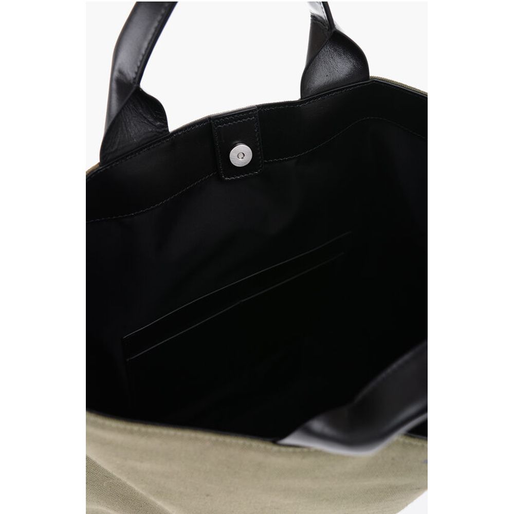 Jil Sander Canvas Shopper Bag with Leather Handles