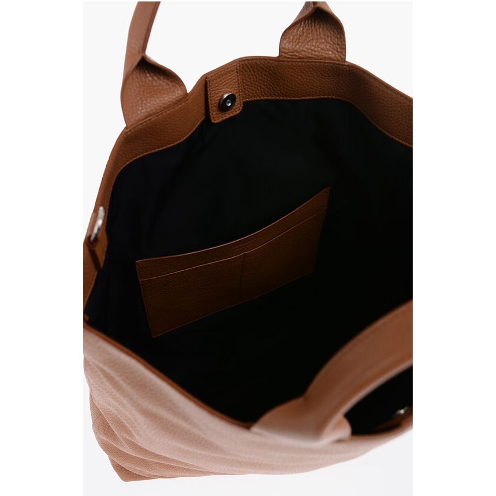 Jil Sander Textured Leather Tote Bag with Tape Shoulder Strap