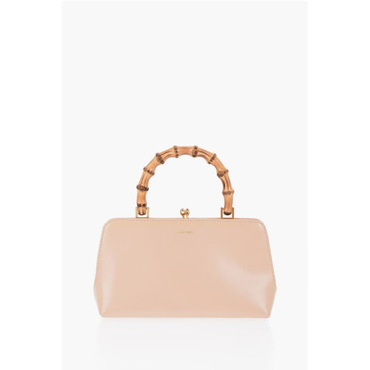 Jil Sander Bamboo Handle Leather Handbag with Clip Clap Closure