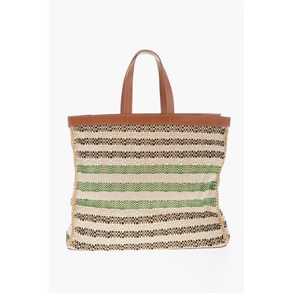 Jil Sander Raffia Tote Bag With Leather Details