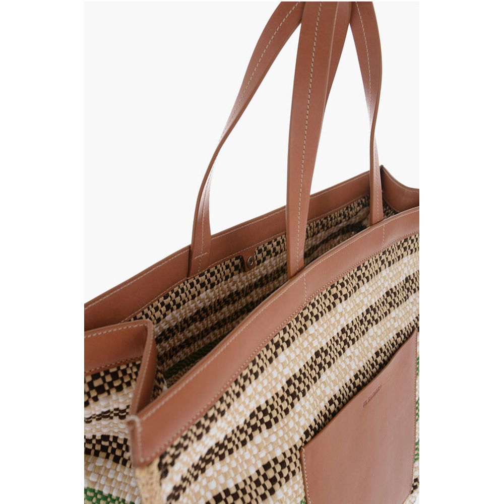 Jil Sander Raffia Tote Bag With Leather Details
