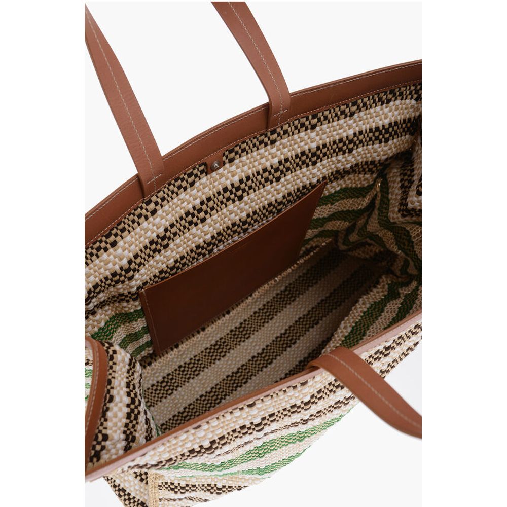 Jil Sander Raffia Tote Bag With Leather Details
