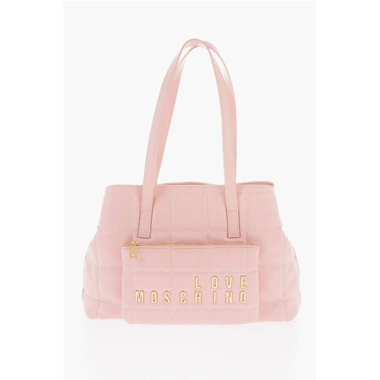Moschino LOVE Quilted Faux Leather Shoulder Bag with Golden Logo