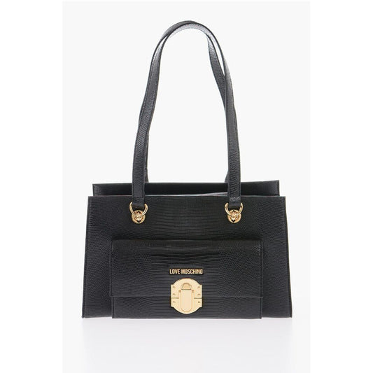 Moschino LOVE Faux Leather Shoulder Bag with Golden Details