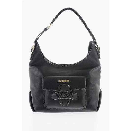 Moschino LOVE Faux Leather Shoulder Bag with Braided Handle