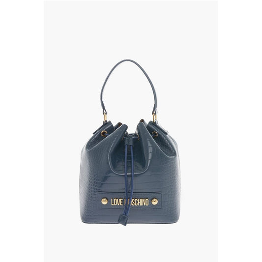 Moschino LOVE Faux Leather Crocodile Effect Bucket Bag with Embossed