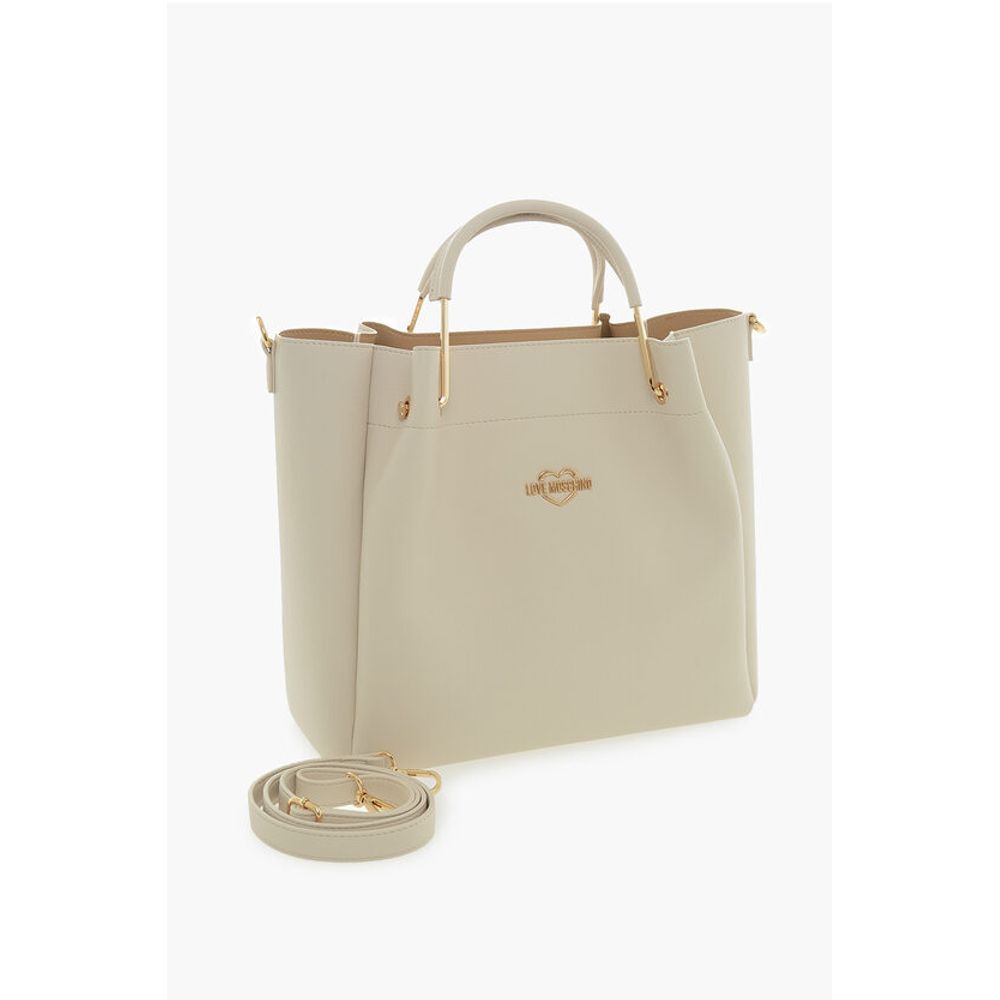 Moschino LOVE Faux Leather Tote Bag with Golden Logo