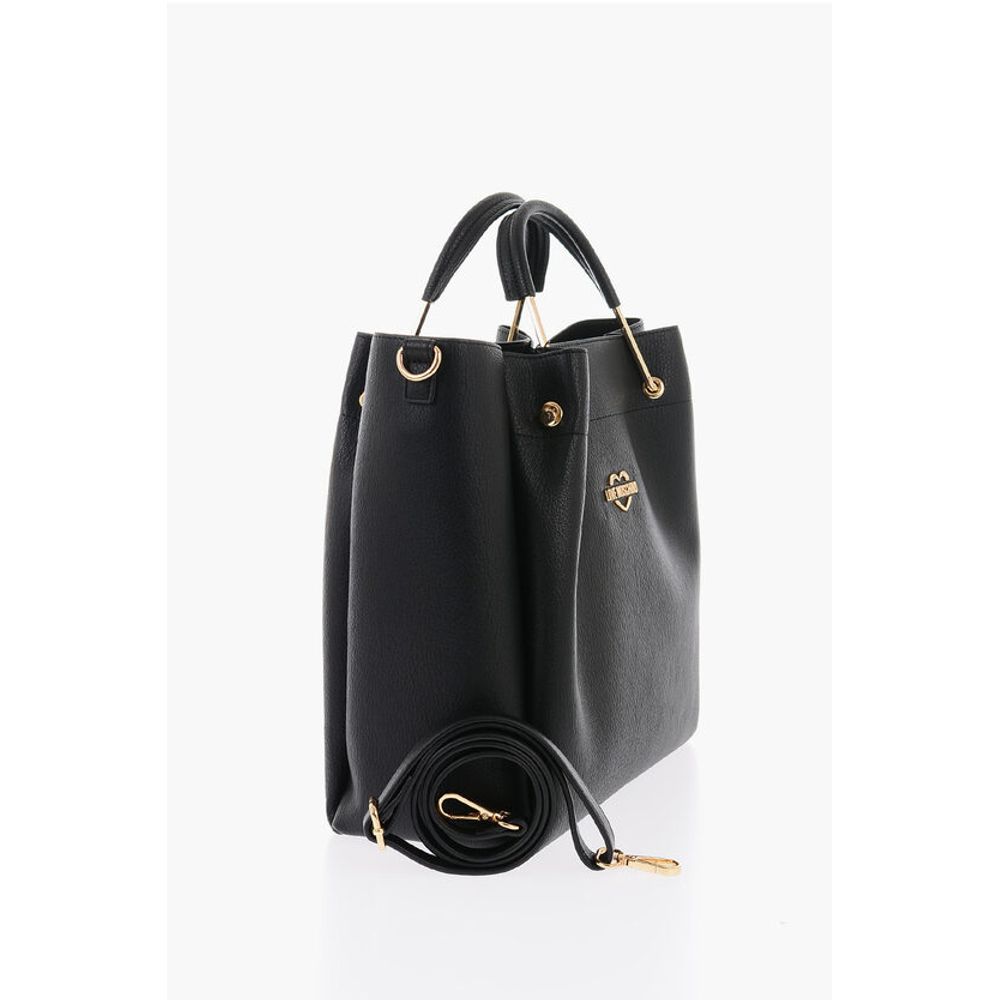 Moschino LOVE Faux Leather Tote Bag with Golden Logo