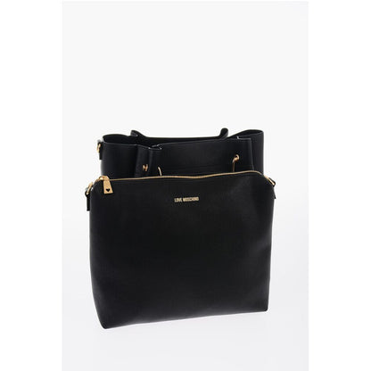 Moschino LOVE Faux Leather Tote Bag with Golden Logo