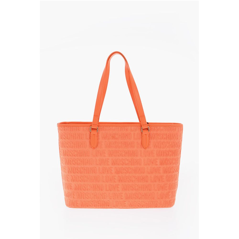 Moschino LOVE Faux Leather and Sponge Tote Bag with Embossed Logo