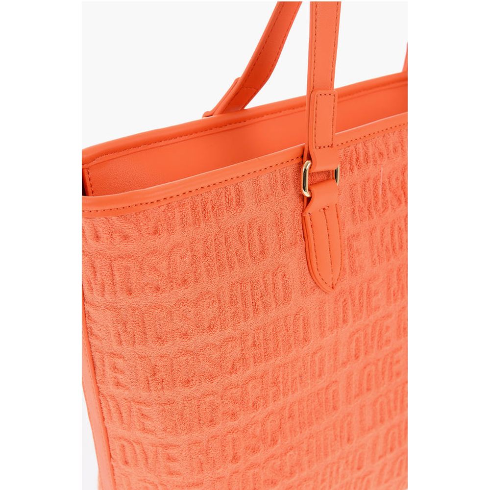 Moschino LOVE Faux Leather and Sponge Tote Bag with Embossed Logo