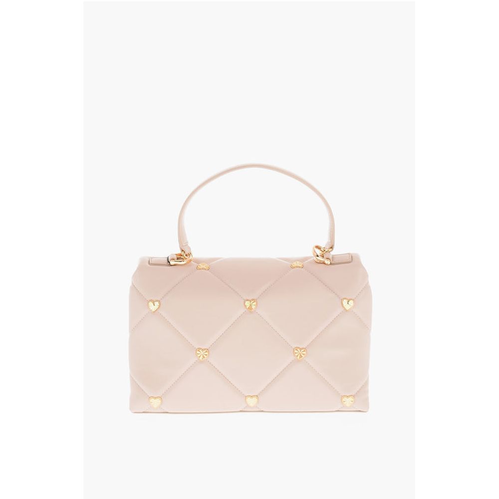 Moschino LOVE Faux Leather Quilted Bag with All-Over Hearts