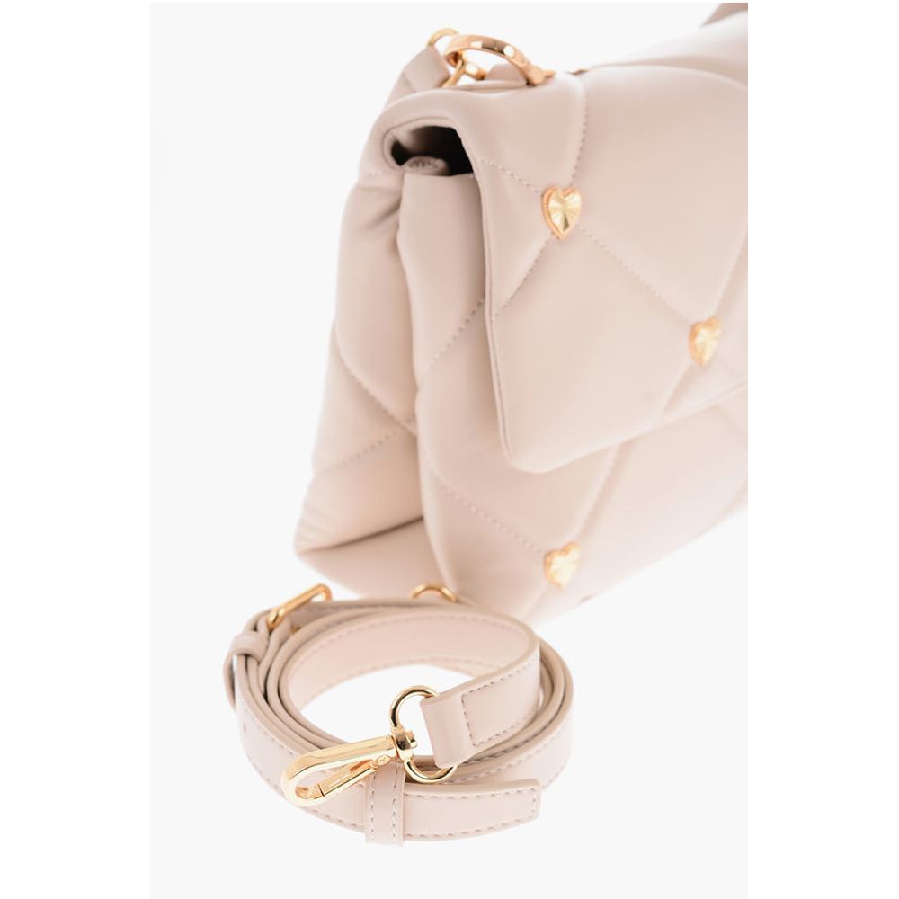Moschino LOVE Faux Leather Quilted Bag with All-Over Hearts