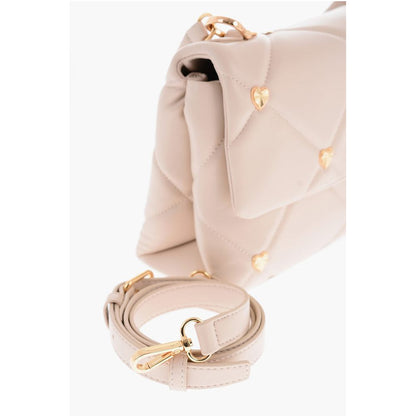 Moschino LOVE Faux Leather Quilted Bag with All-Over Hearts