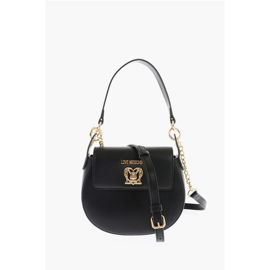 Moschino LOVE Faux Leather Mini Saddle Bag with Golden Closure Turn L