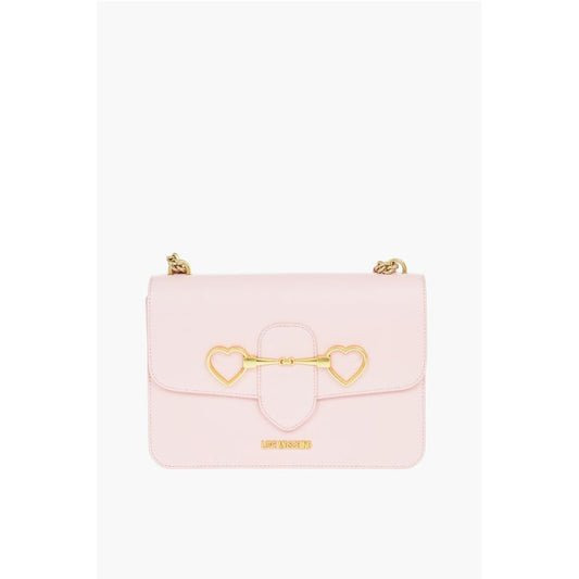 Moschino LOVE Golden Clamp Faux Leather Shoulder Bag