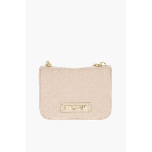 Moschino LOVE Quilted Faux Leather Shoulder Bag with Embossed Logo