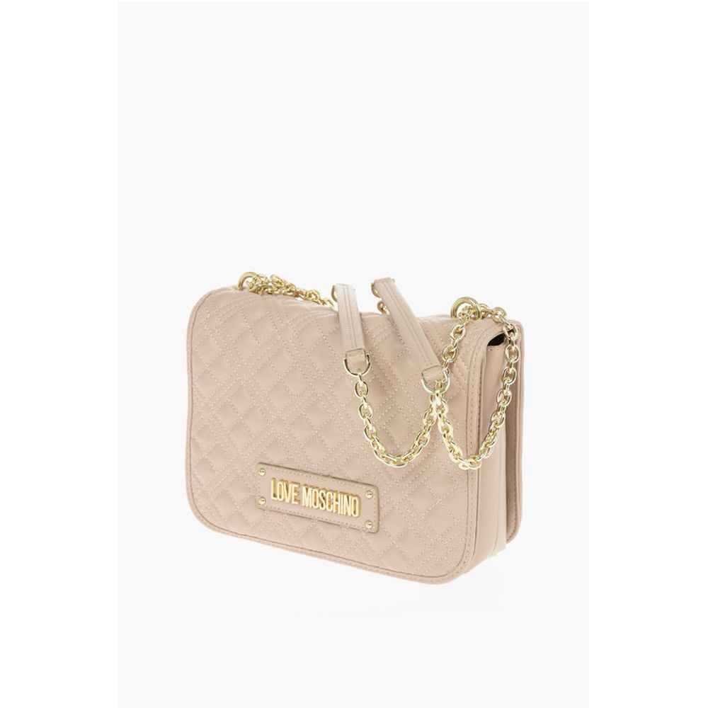 Moschino LOVE Quilted Faux Leather Shoulder Bag with Embossed Logo