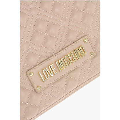 Moschino LOVE Quilted Faux Leather Shoulder Bag with Embossed Logo
