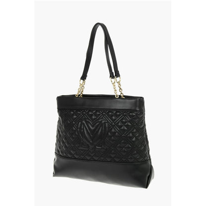 Moschino LOVE Faux Leather Quilted Shoulder Bag with Monogram