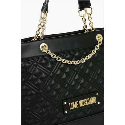 Moschino LOVE Faux Leather Quilted Shoulder Bag with Monogram