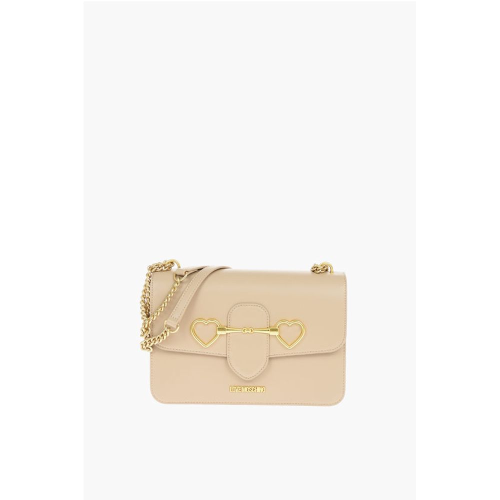 Moschino LOVE Faux Leather Shoulder Bag with Maxi Clam Heart Clamp