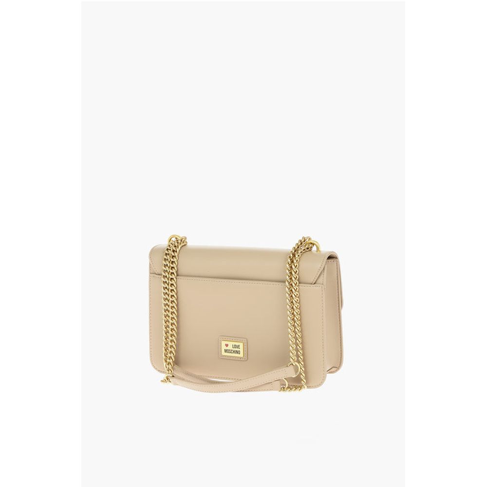 Moschino LOVE Faux Leather Shoulder Bag with Maxi Clam Heart Clamp