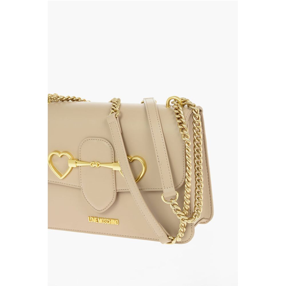 Moschino LOVE Faux Leather Shoulder Bag with Maxi Clam Heart Clamp