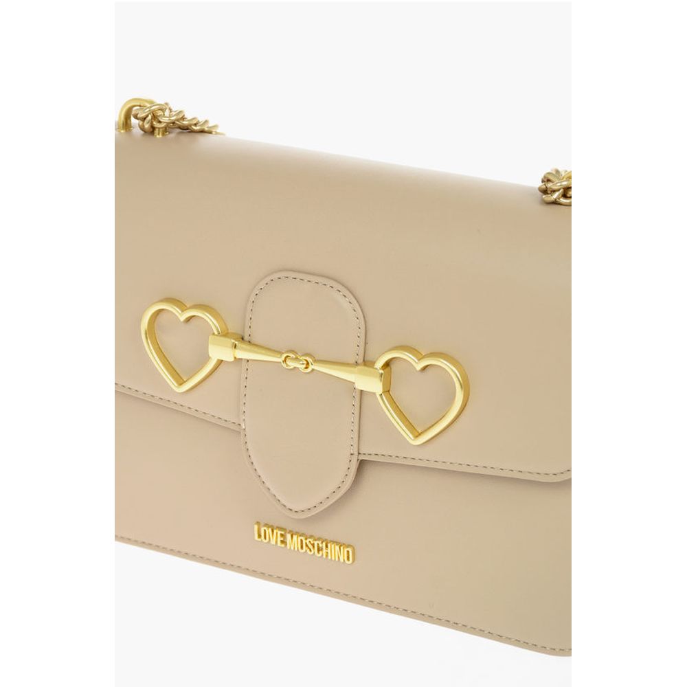 Moschino LOVE Faux Leather Shoulder Bag with Maxi Clam Heart Clamp