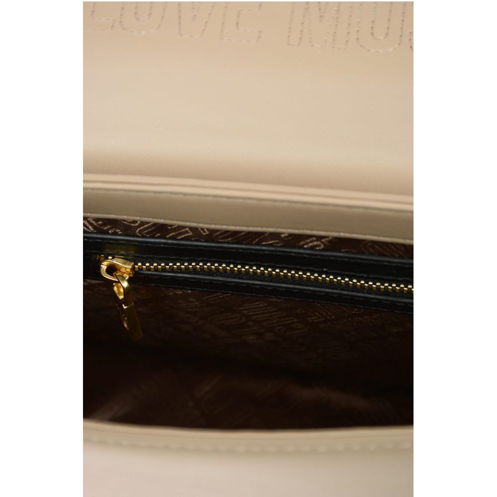 Moschino LOVE Faux Leather Shoulder Bag with Maxi Clam Heart Clamp