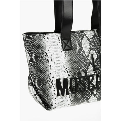 Moschino LOVE Snake Effect Faux Leather Tote Bag