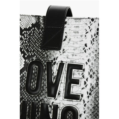 Moschino LOVE Snake Effect Faux Leather Tote Bag