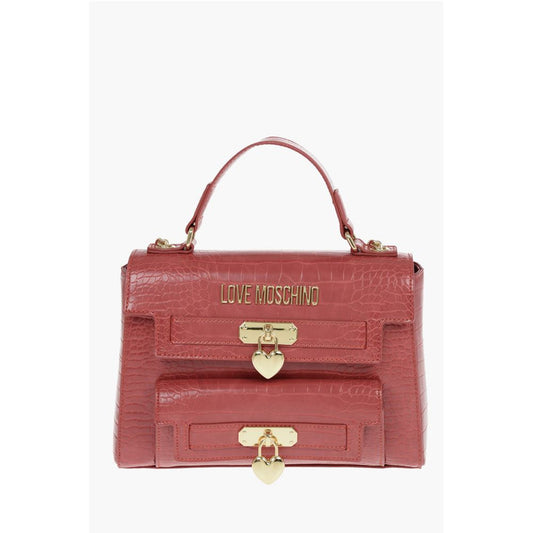 Moschino LOVE Crocodile Printed Faux Leather Hand Bag