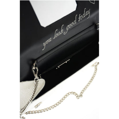 Philipp Plein Crocodile Effect Leather Clutch with Claw Rings