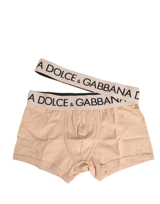 Dolce & Gabbana Beige Cotton Stretch Regular Boxer Underwear