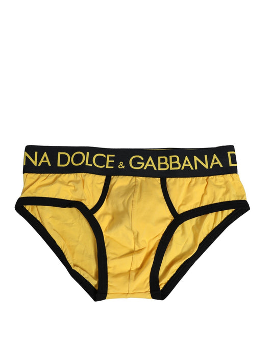 Dolce & Gabbana Yellow Cotton Stretch Regular Brief Underwear