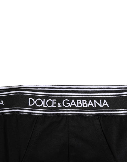 Dolce & Gabbana Black Cotton Stretch Logo Print Brief Underwear