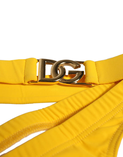 Dolce & Gabbana Yellow Waistband Logo Beachwear Brief Swimwear