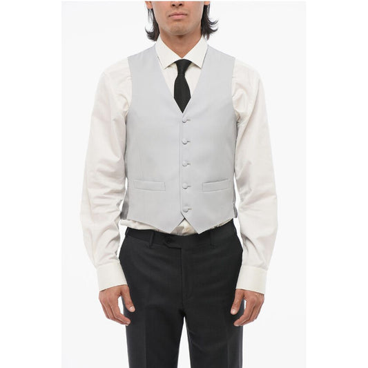 Corneliani 5 Buttons Wool Vest With Jetted Pockets